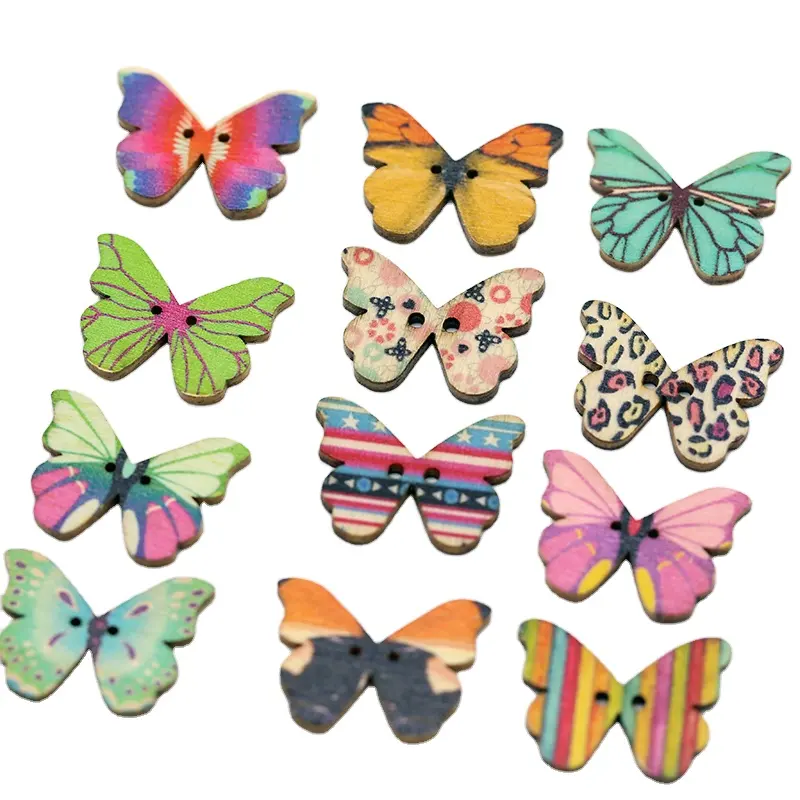 Random Color animal butterfly Wooden Button 2 Holes Handmade Scrapbooking Crafts The Sewing Accessories For Cloth