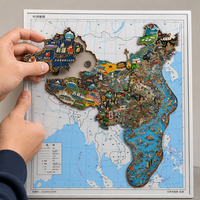 Aimant de réfrigérateur en métal émaillé fait main, carte de Chine, 34 provinces, puzzle à assembler, souvenir de voyage, aimant géographique