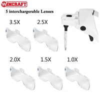 Lunettes loupe 2 LED pour travaux rapprochés Couture Artisanat Bijoux Montre Réparation Point de Croix Hobby Loupe Lunettes