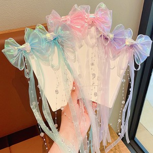 Vente chaude pince à cheveux pour enfants fille sirène couleur queue de poisson noeud papillon Long ruban Super fé<span class=keywords><strong>e</strong></span> princesse pince à cheveux - Product Image 1