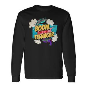 T-shirt a maniche lunghe da adolescente Boom Official, girocollo, stampa digitale, unisex, per adolescenti, ritorno a scuola, laurea - Product Image 1