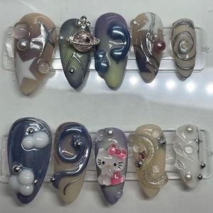 2025 haute qualité Y2K amande 3D fleurs couverture complète ongles métallique Spice Girl <span class=keywords><strong>manucure</strong></span> française presse artificielle sur <span class=keywords><strong>les</strong></span> ongles <span class=keywords><strong>pour</strong></span> la fête - Product Image 6