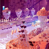 Centre de table suspendu en cristal, lustre floral, en acrylique, pour centre de table, avec allée, chemin et chemin, décorations de fête, 10 pièces