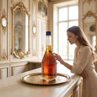 Bouteille à liqueur en verre transparent, vente en gros et logo personnalisé, bouteille côtelée verticale à taille cintrée, 500ml 700ml 750ml, produit phare