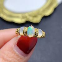Exquis Vintage S925 bague en argent Sterling 5mm * 7mm opale naturelle doigt complet à la mode bijoux fins pour les fêtes d'anniversaire