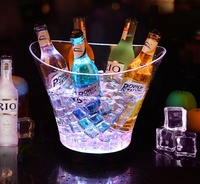 Seau à glace LED en plastique pour fête en plein air, bar à vin de nuit, 6L, lumière scintillante, seau à champagne