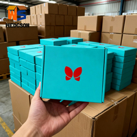 Boîte en carton en gros, petite boîte d'expédition en carton ondulé bleue avec logo personnalisé, boîte d'expédition personnalisée pour courrier aérien