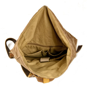 <span class=keywords><strong>Zaino</strong></span> Casual Vintage da <span class=keywords><strong>uomo</strong></span> in tela cerata con chiusura a cerniera in vera pelle Bagroll Top alla moda per l'uso quotidiano della scuola - Product Image 4