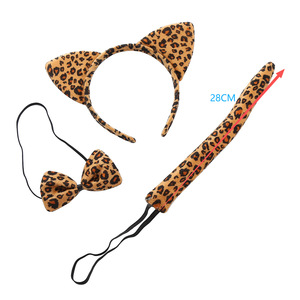 Set di costumi da animali: fascia per capelli leopardata, papillon e coda, orecchie da rana, mucca, topo, coniglio per bambini e adulti, travestimento per feste di Halloween - Product Image 5