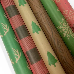 Vietnam Gratis Monster Xmas Ontwerp Kraftpapier Roll Kerst Gedrukt Inpakpapier Voor Gift Verpakking