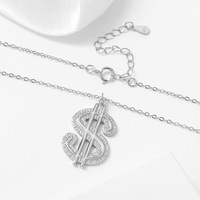 Collier tendance en argent S925 plaqué or avec signe dollar et zircon, pendentif argent sterling 925 en forme de signe dollar