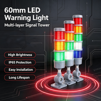 Balise lumineuse d'avertissement LED industrielle multicouche 60 mm, 3 couleurs, avec alarme sonore, indicateur d'état de machine, 12V