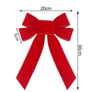Pita Beludru Merah Besar Berumbai untuk Hiasan Puncak Pohon Natal, Pinggiran Emas, Bahan Dacron, 28CM*50CM, Dapat Digunakan Kembali, Grosir Pabrik, untuk Digantung - Product Image 5