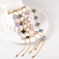 Pulsera de pétalos cuadriláteros degradados de 15 mm, acero inoxidable, chapado dual en oro y plata, unisex, no se decolora, joyería diaria