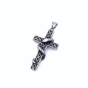 Stainless Steel <b>Cross</b> Pendant With Snake Design Men's Necklace Punk Retro Style Themed Pendant Fashion Jewelry - Product Image 5