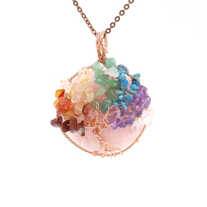 Mode 7 Couleur Chakra Charme Améthyste Pierre Arbre <span class=keywords><strong>De</strong></span> Vie Pendentif - Product Image 2