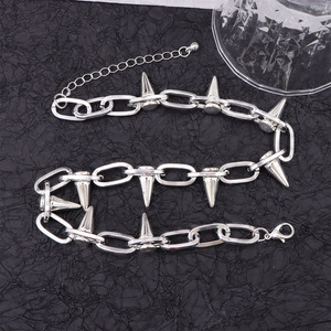 Collar de Cadena con Púas de Aleación de Zinc, Color Blanco K Gun Black, Estilo Punk Hip Hop, Diseño Geométrico, Joyería para Mujer - Product Image 4