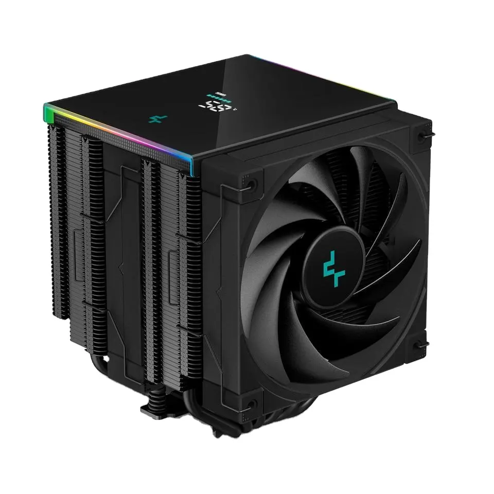 أداء رقمي AK620 من DeepCool بشاشة وحدة المعالجة المركزية في الوقت الفعلي 6 أنابيب حرارية نحاسية ثنائية من مراوح FDB باللون الأسود