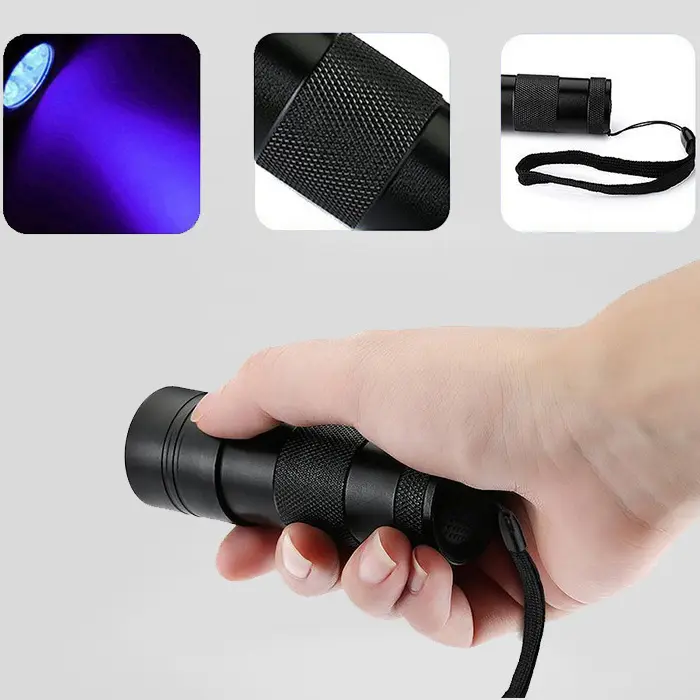 12LED Batterie leistung Schwarzlicht Taschenlampen Detektor lampe 395nm LED Mini tragbare UV-Taschenlampe UV-Taschenlampe