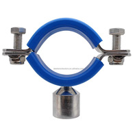 Support de tuyau en acier inoxydable sanitaire 304, collier de serrage rond, support de tuyau avec caoutchouc noir