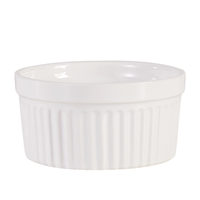 Fabrication en gros personnalisé 4pcs plat à crème rond en céramique blanche ramequin en céramique ensemble de bols de cuisson en céramique