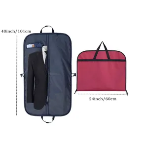 GRS RPET Oxford Non-Woven Nylon Proof Garment Bag For Suit Eco Black Garment Bags Long Travel Coat Cover Garment Bag Suit