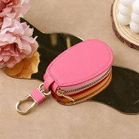 Porte-clés en cuir PU personnalisé avec impression typographique, durable, lavable, de forme irrégulière, avec fermeture éclair