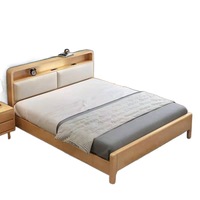 Cadre de lit multifonctionnel moderne avec tête de lit de rangement en bois massif, mobilier de chambre à coucher au design simple, taille king size et queen size pour la maison et l'hôtel