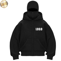 Sweat à capuche balaclava zippé intégral épais pour homme, avec masque facial intégré, 360 GSM 500 GSM, coupe oversize, pour le sport