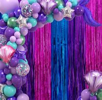 2 Paket Rumbai Foil Metalik Biru Ungu Pink Terang untuk Latar Belakang |   Dekorasi Pesta Ulang Tahun, Pernikahan, Baby Shower, Halloween, Wisuda