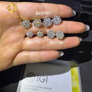High Clarity 3EX HPHT Lab grown diamond IGI Certified Prong-Set Flower Cluster lab grown diamond earrings - Product Image 3