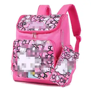 XUX Mochila de nylon Kuromi Melody para meninas, bolsa de estudante de cinzel adorável de desenho animado, grande capacidade com bolsa para lápis