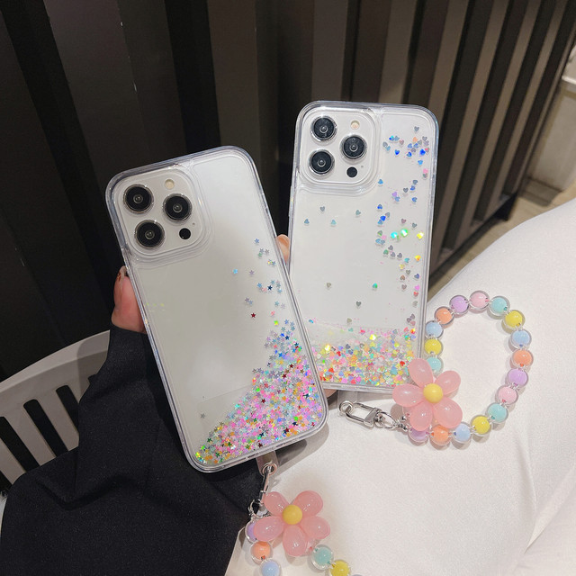 DYL Luxury Fashion Water Liquid Glitter Bling TPU+PC Shockproof Mobile Phone Case for 15 Pro Max