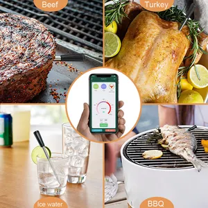 Thermomètre à viande intelligent sans fil avec Bluetooth, longue portée, barbecue, cuisson