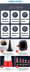 Xzl 30 Inch Cam Giao Thông Cone Phản Quang PVC Nhựa Với Giá Rẻ Cao Su Cơ Sở An Toàn Đường Cảnh Báo Dấu Hiệu - Product Image 2