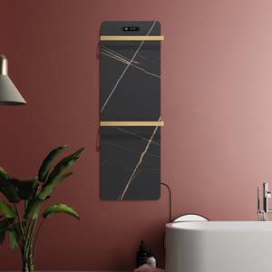 Radiateur chauffe-serviettes électrique mural double paroi en acier inoxydable noir pour hôtel, grand modèle à <span class=keywords><strong>eau</strong></span> <span class=keywords><strong>chaude</strong></span>, porte-serviettes de salle de bain - Product Image 5