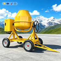 Bétonnière mobile à entraînement par engrenage annulaire haute efficacité, 4 roues, équipement de bétonnière tractable pour la construction