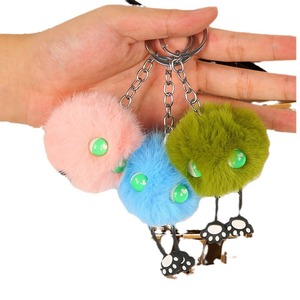 Porte-clés en peluche en forme de boule de lunettes en caoutchouc souple, style dessin animé, pour sac de femme, clé de voiture, cadeau mignon, style art moderne - Product Image 5