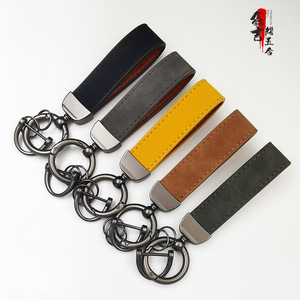 Nuevo Llavero <span class=keywords><strong>de</strong></span> Piel <span class=keywords><strong>de</strong></span> Oveja con Logotipo Empresarial Personalizado, Anillo Metálico Antipérdida, Diseño Artístico Moderno, Venta al Por Mayor - Product Image 1