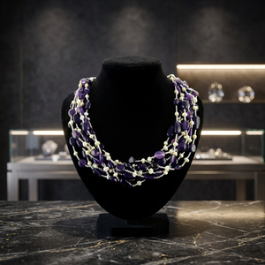 Women's Amethyst and Pearl Beaded Necklace Natural Stone Luxury Style Strand Necklaces Everyday Wear 925 Silver Silver Plated - Product Image 3