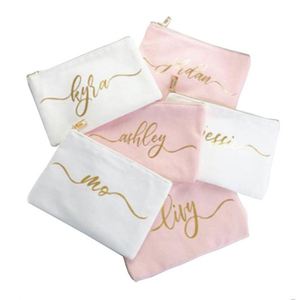 Fashionable Cotton Canvas <b>Travel</b> <b>Toiletry</b> <b>Bag</b> with Metal Zipper Custom Logo Lower Price-for Bridesmaids and Makeup Storage - Product Image 5