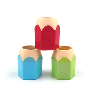 Creative Colored Pencil Tip Pen Holder Plastic Hexagonal Student Desk Storage Organizers - Product Image 5