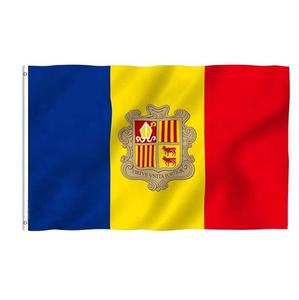 3x5 pies Andorra Bandera de país Banderas nacionales andorranas Poliéster con ojales de latón 3X5 pies - Product Image 2