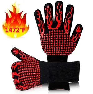 Extra Long Professional Customized 1472F Barbecue Oven Slip Silicone Heat Resistant Bbq Gloves For Cooking Baking