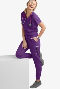 Spandex poliéster Hospital suave mujeres Scrub traje con logotipo personalizado - Product Image 5