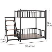 Lit pour chien YOULITE de luxe en tubes carrés en fer massif brun, respirant et écologique, avec escalier pour petits animaux, toutes saisons