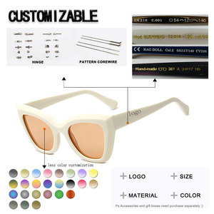 Gafas de sol tipo ojo de gato para mujer, montura completa, montura rosa translúcida, lentes marrones, gafas de sol - Product Image 2