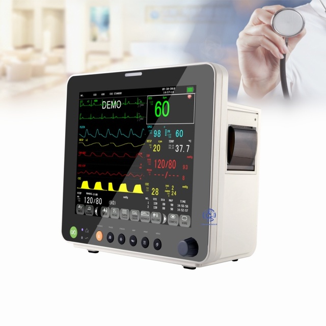 Hospital ICU Beside ECG Patient Monitor Ecg Monitor Patient Monitor with Trolley/wall Mount