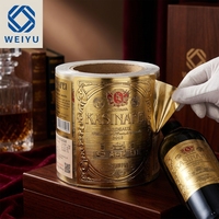 Étiquettes de vin personnalisées imprimées en feuille d'or gaufrée, autocollantes, imperméables en PET, pour bière, whisky, vodka, café, thé
