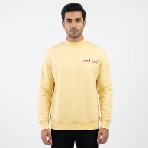Col montant sur mesure sérigraphié brodé en coton polaire confortable chaud poids lourds sweats couleur crème 450 GSM - Product Image 1